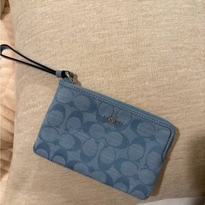 Authentic Coach Denim Wristlet Brand New !